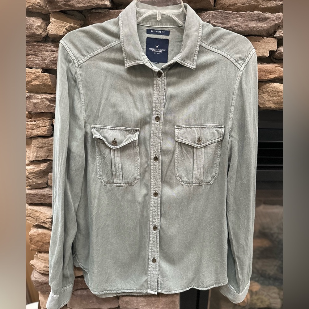 American Eagle Army Green Button Down